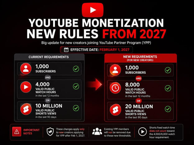 YouTube monetization changes 2027