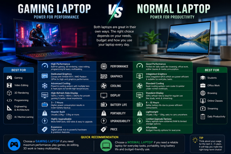 Gaming Laptop vs Normal Laptop